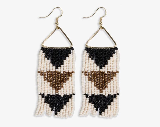 Whitney Flipped Triangle Beaded Fringe Earrings