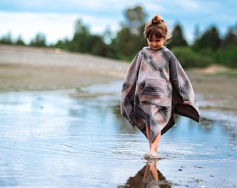 Kid Poncho | DUSTY ROSE - Aztec - Southwest - Navajo - Geometric - Surf Poncho - Beach Poncho - Camping Poncho