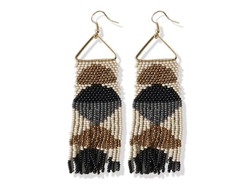 Gloria Half Circles Beaded Fringe Earrings