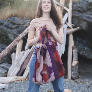 Travellin' Tote - SUNSET - Boho - Yoga Bag - Beach Bag - Weekender - Adventure Bag - Baby Bag - Market Bag - Upcycled - Aztec - Navajo