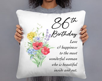 86th Birthday Pillow for Her - 86 Year Old Birthday Gifts for Women - Personalized Throw Pillows for Mom Grandma Est 1938 - Case w/ stuffing