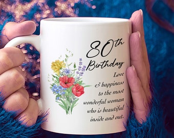 80th Birthday Gift for Her - 80 Year Old Birthday Gifts Coffee Mug for Women - Personalized Gifts Bday Happy Birthday Est 1944 Present Ideas