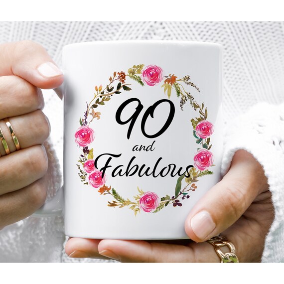 90 and Fabulous Coffee Cup 90th Birthday Mug Christmas Bday