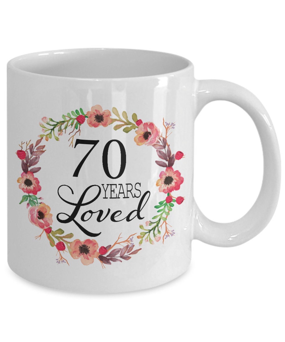 ALBISS Cadeau d'anniversaire 70 ans pour femme – Tasse rose de 416