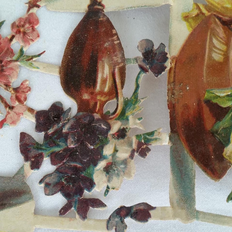 Victorian Scrap Book Raphael Tuck Strip Of Flowers Gigantic Relief Die Cut Outs no 1198