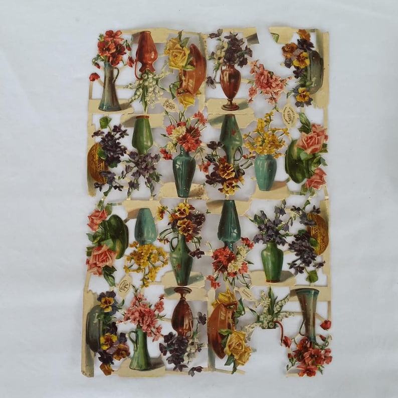 Victorian Scrap Book Raphael Tuck Strip Of Flowers Gigantic Relief Die Cut Outs no 1198