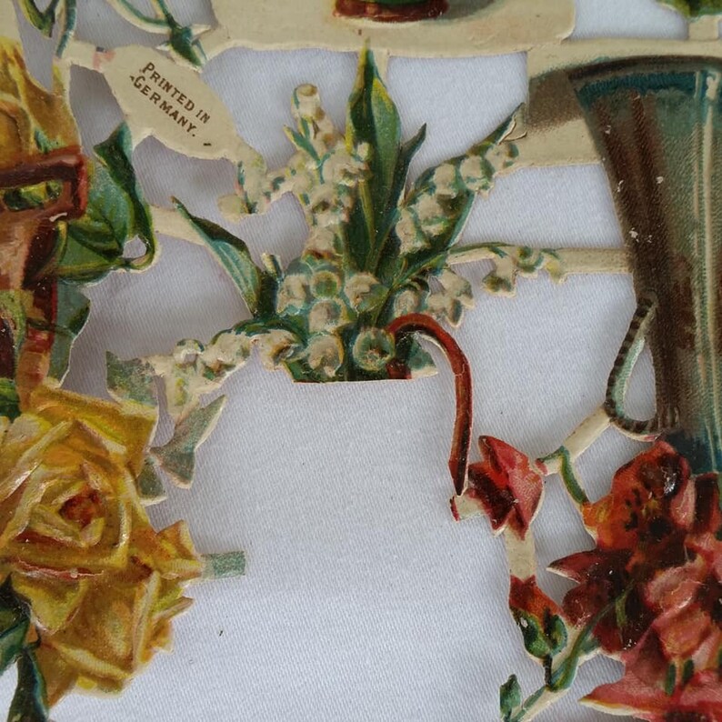 Victorian Scrap Book Raphael Tuck Strip Of Flowers Gigantic Relief Die Cut Outs no 1198