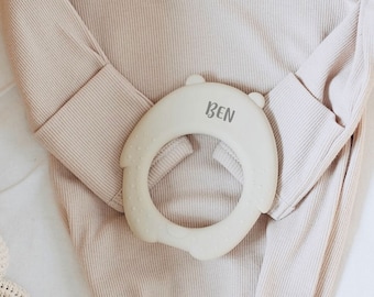 Personalised Baby Teething Toy | Silicone Teether | Engraved with Baby's name