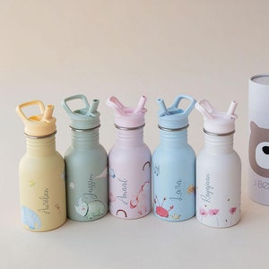 Personalised Kids Water Bottle | Stainless Steel Drinking Bottle 400ml | Preschool Bottle