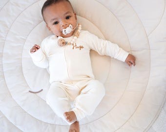 Personalised Sleep suit Ribbed Bamboo | Baby grow | Romper