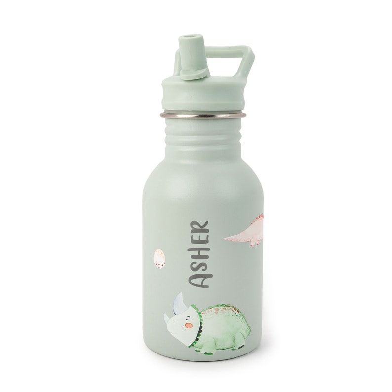 Personalised Kids Water Bottle Stainless Steel Drinking Bottle Preschool Bottle Dinosaurs