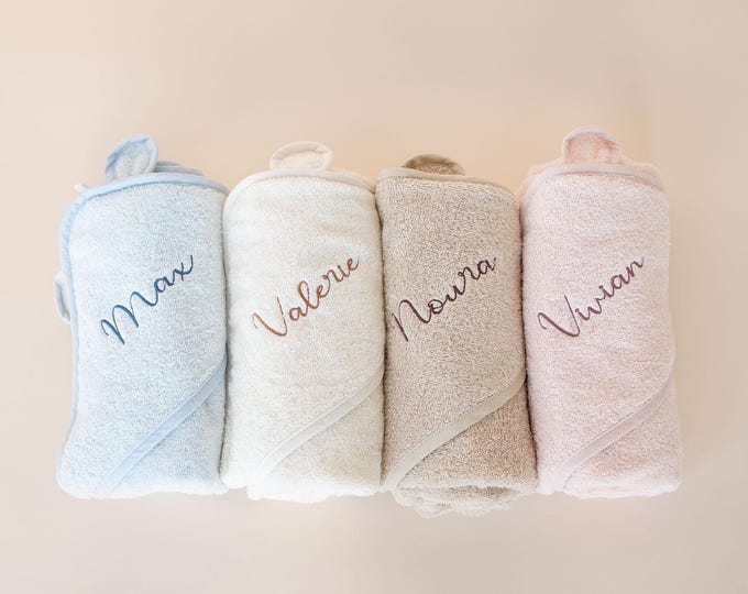 Personalised Baby Hooded Towel GOTS Organic Cotton