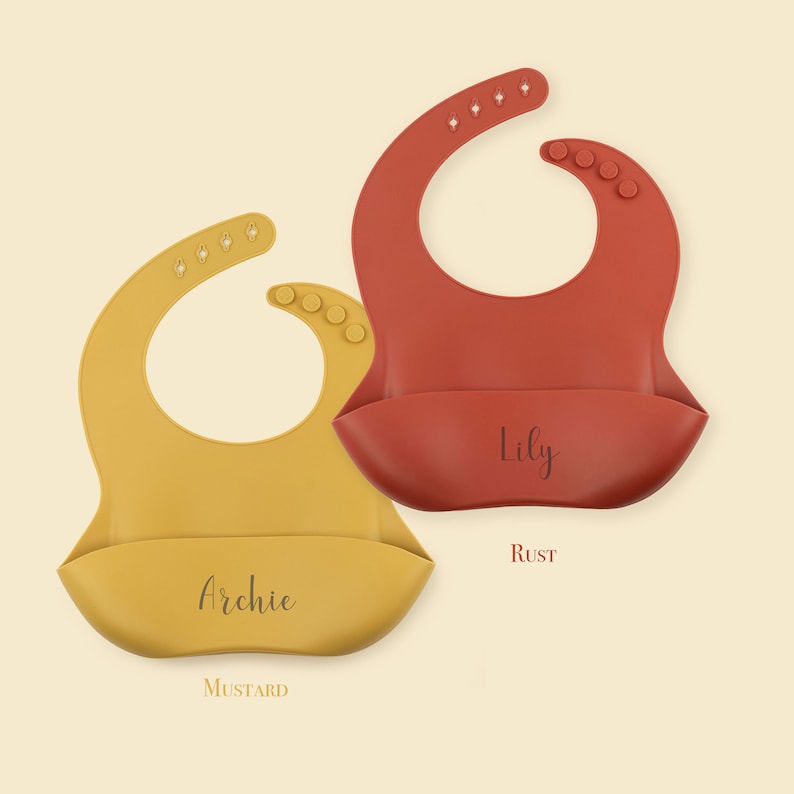 Personalised Baby Bib for nursery / kindergarten Mustard