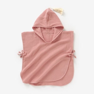 Kinder Bio Baumwolle Poncho Handtuch Personalisiertes Baby-Geschenk Powder Blush