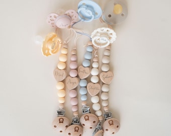 Love Heart Personalised Pacifier Clip | Soother Holder | Dummy Clip | Hand Made