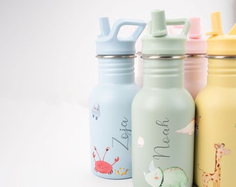 Botella de agua personalizada para niños / Botella para beber de acero inoxidable / Botella preescolar