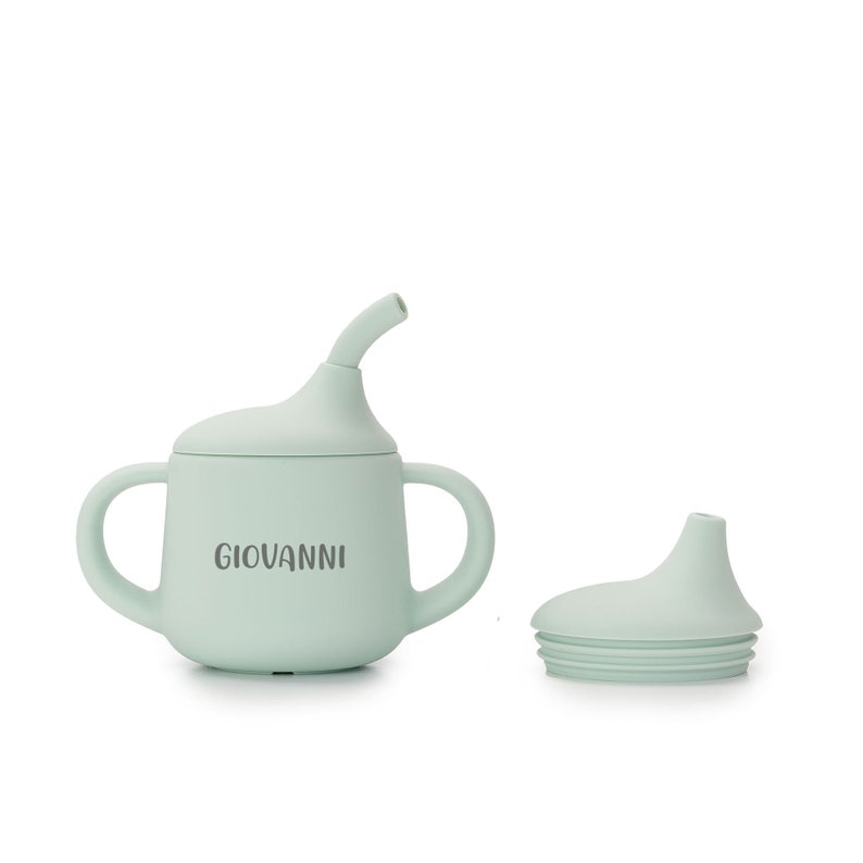 Baby Personalised Sippy Cup Drinking Cup Baby Trainer Cup JBØRN Seafoam