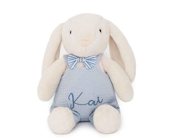 Cream Bunny Soft Plush Toy with Personalised Outfit | Baby Shower gift