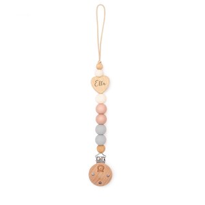 Heart Personalised Pacifier Clip | Soother Holder | Dummy Clip | Hand Made Cotton Candy