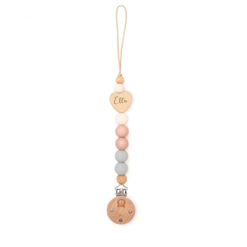 Heart Personalised Pacifier Clip | Soother Holder | Dummy Clip | Hand Made Cotton Candy