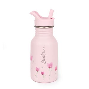Personalized Kids Water Bottle Lilac Flowers