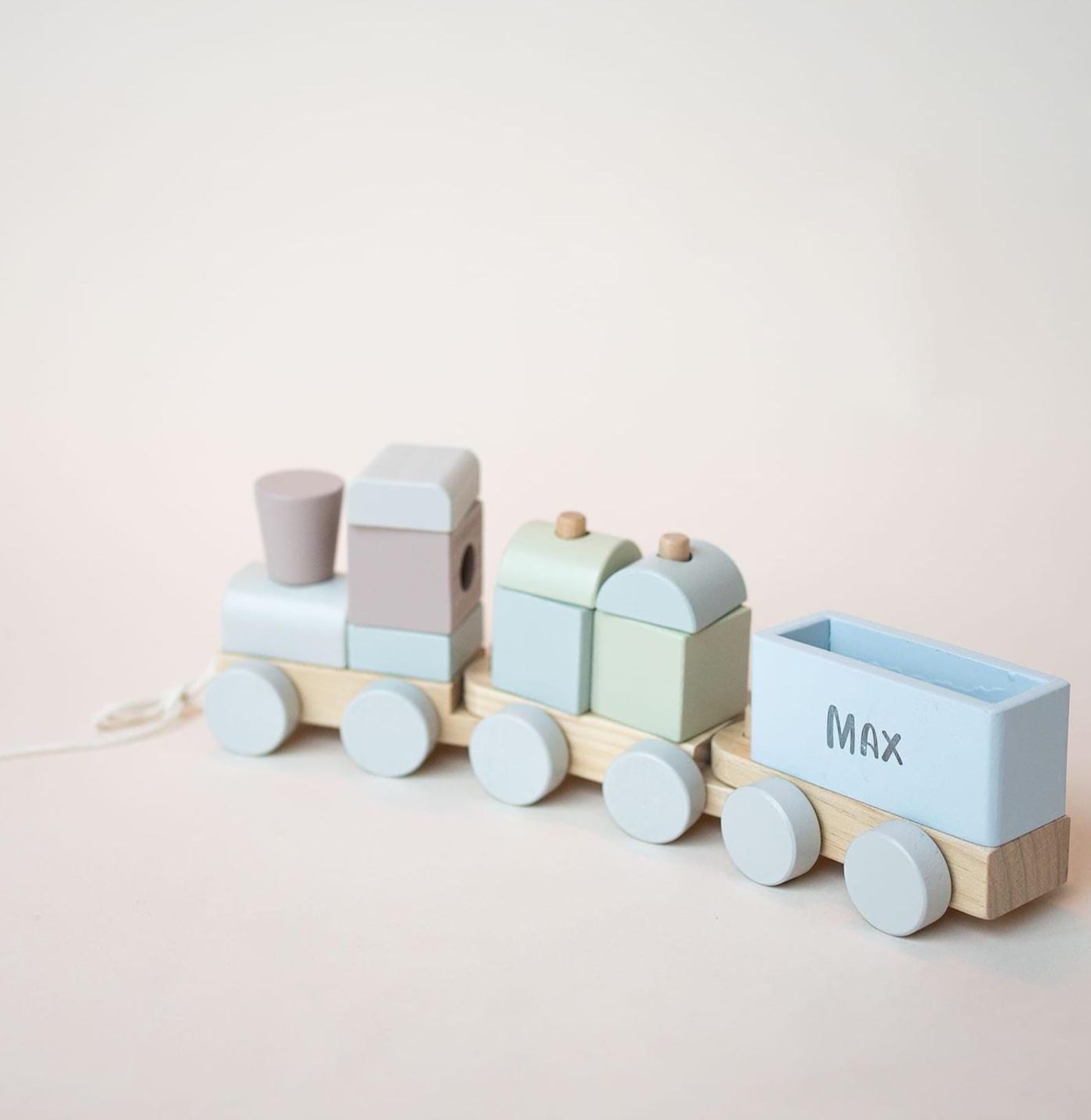 Personalised Wooden Blocks Train Set: Pastel Baby Toy, 1st Birthday ...