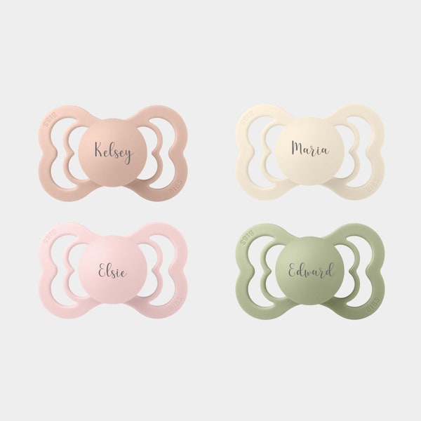 BIBS Supreme Silicone Pacifier | Personalised | Symmetrical Danish Dummy | Engraved With Baby's Name