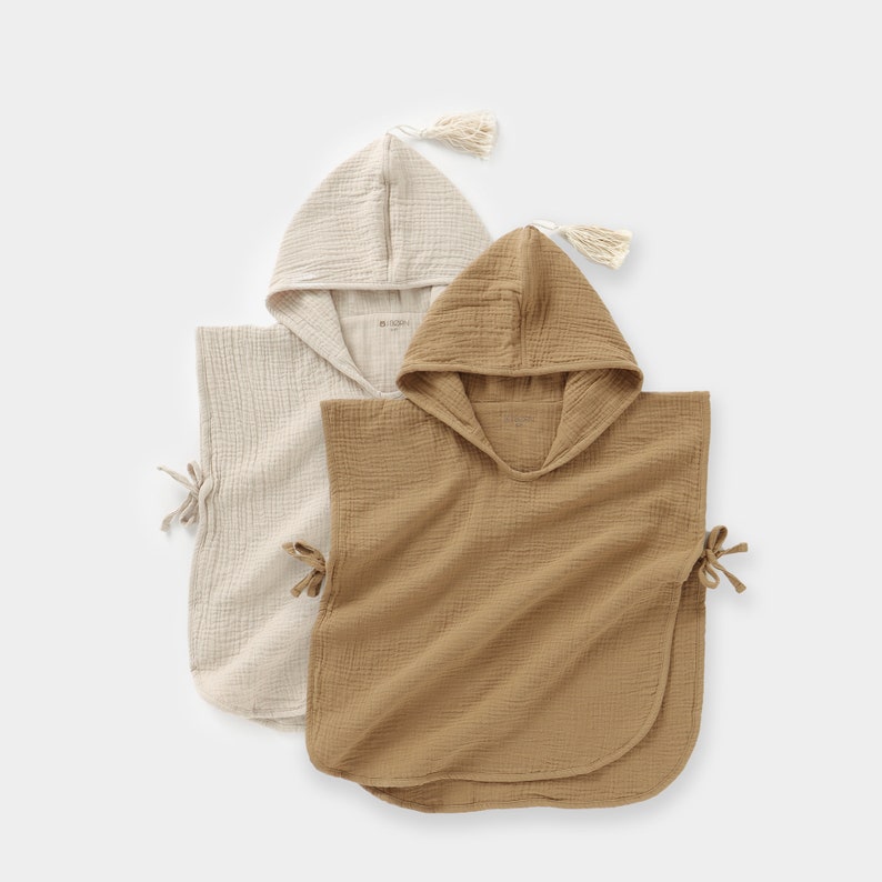 Kinder Bio Baumwolle Poncho Handtuch Personalisiertes Baby-Geschenk Cappuccino