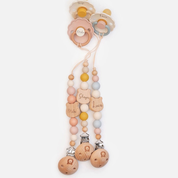 JBØRN TEDDY BEAR Personalised Pacifier Clip | Soother Holder | Dummy Clip