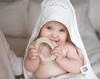 Personalised Baby Hooded Towel 100% super soft GOTS Organic Cotton