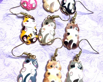 Chonky Cat Earrings, Calico Cat Earrings, Black and White Cat Earrings, Gray Cat Earrings, Tuxedo Cat Earrings, Cat Jewelry, Cat Mom