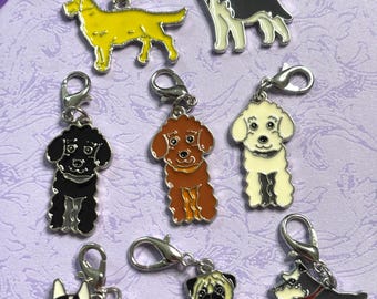 Dog Purse Charms with Lobster Claw in 9 Breed Options Scotties Pugs Huskies Doodles Bichon Bulldogs Goldens and More