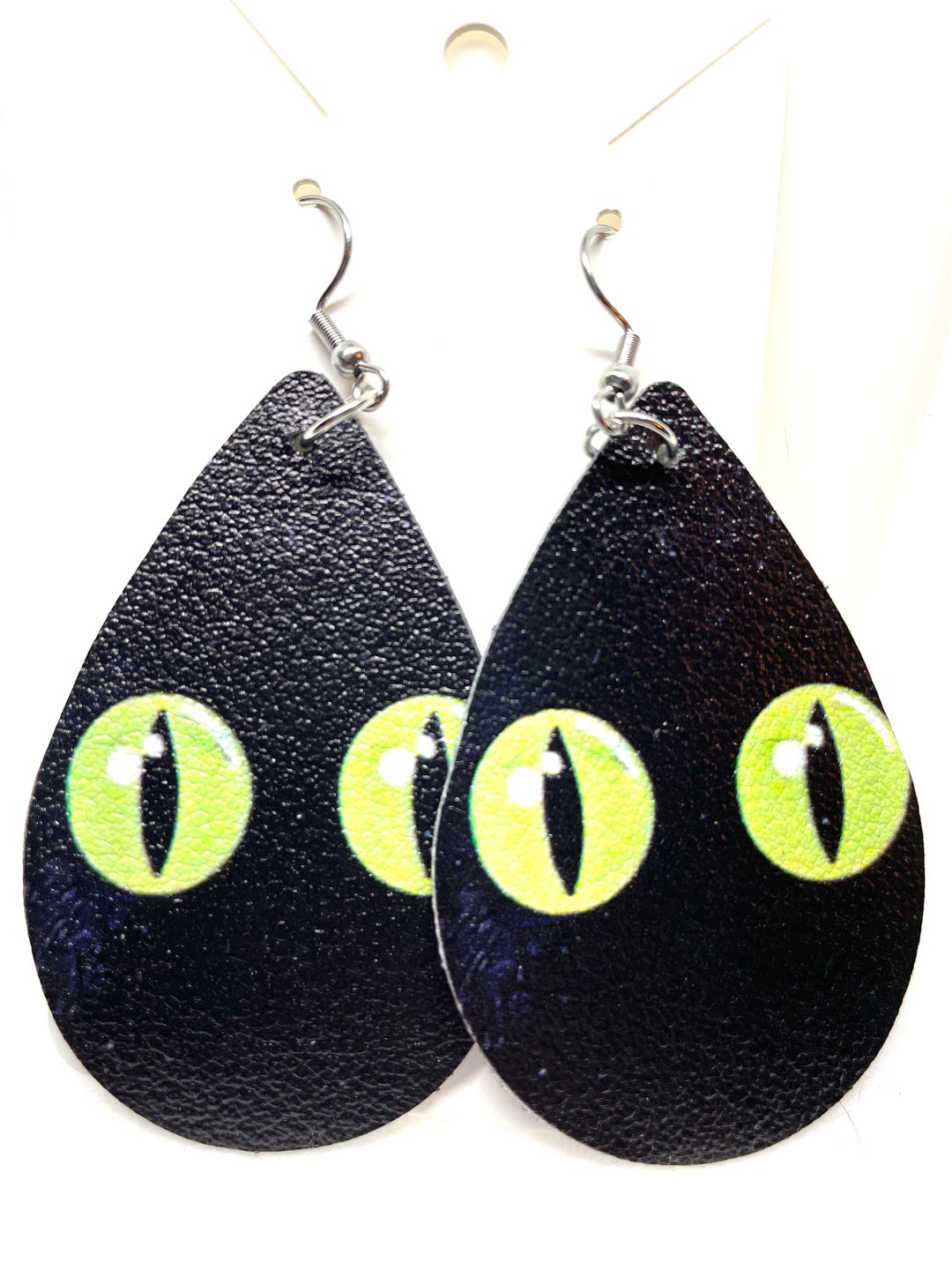 Black Cat Glowing Eyes Halloween Earrings Cat Halloween Etsy