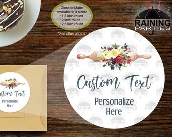 Personalized Bakery Business Stickers, Floral Rolling Pin Labels, Baker Seals, Cookie Cake Tags, Packaging Bag Box Custom Logo, Thank You