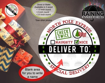 Special Delivery Naughty Nice Labels, Christmas Holidays Envelope Seals, Gift Tags, Present Stickers, Product Thank You, From Santa Claus