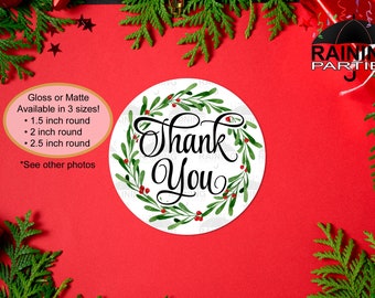 Corona de Navidad Gracias Etiquetas, Sellos de Sobres De Vacaciones, Etiquetas de Regalo, Pegatinas de Negocios, Etiquetas de Embalaje de Productos, Etiquetas de Apreciación