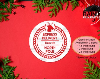 Reindeer Express Delivery Labels, Christmas Holidays Envelope Seals, Gift Tags, Present Stickers, Product Thank You, From Santa Claus Stamp