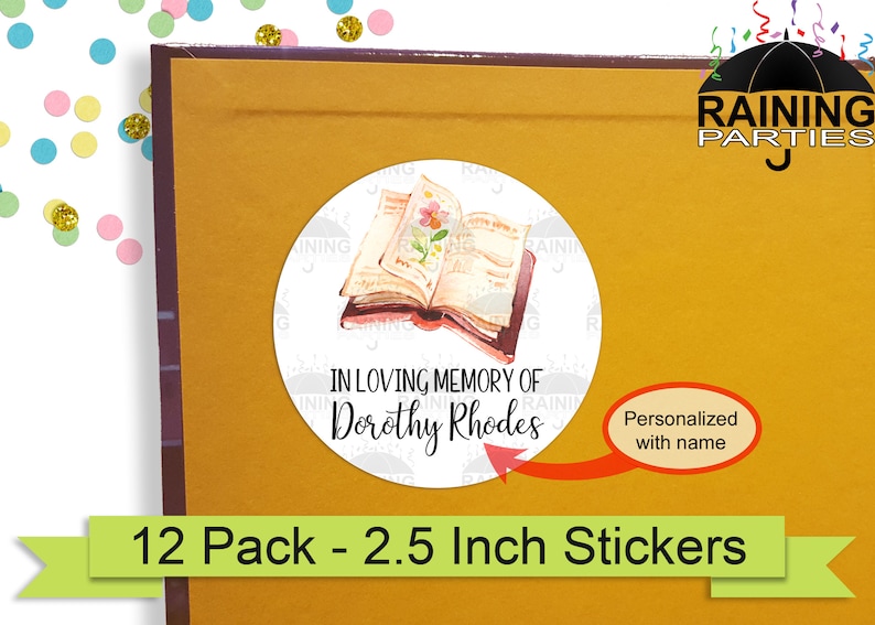 In Loving Memory of Personalized Open Book Labels 12 Pack - Etsy