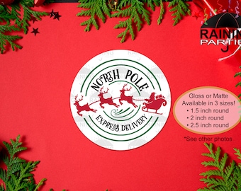 North Pole Express Delivery Labels, Christmas Holidays Envelope Seals, Gift Tags, Present Stickers, Product Thank You From Santa Claus Stamp