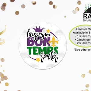 Laissez Les Bons Temps Rouler Sticker Labels, Happy Mardi Gras Stickers Party Envelope Seals Fat Tuesday Favor Let The Good Times Roll Nola