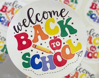 Pegatinas de bienvenida al colegio, etiquetas para el aula, sellos para sobres, etiquetas para recuerdos de fiestas, primer día de clases, regreso a clases de los profesores, año escolar