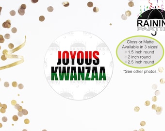 Etiquetas Kwanzaa alegres, sellos de sobre kwanzaa feliz, etiquetas de regalo, pegatinas personalizadas de regalo, etiqueta de agradecimiento partido favor, vacaciones afroamericanas
