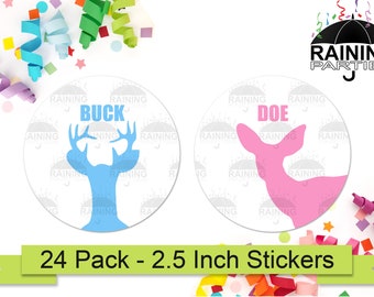 MAGJUCHE Deer Gender Reveal Stickers, 2inch 40 Team Doe Team Buck...