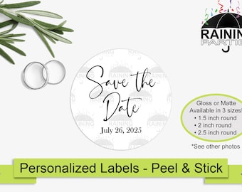 Guardar las etiquetas de pegatinas de fecha, sellos de sobres de tarjetas de invitación de boda, pegatinas de fiesta de compromiso, etiquetas de favores de regalo de ducha, cambiar la fecha