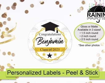 Personalized Graduation Congratulations Labels, Graduating Class of 2025 2026 Envelope Seals Graduate Stickers Treat Goody Bags Tag Congrats