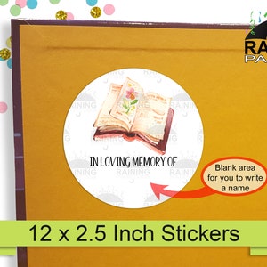 In Loving Memory of Open Book Labels (12 Pack) 2.5
