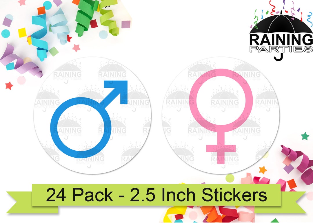 Gender For Sticker Sign Male or Female Sex Symbols Gender Reveal Party Stickers (24 Pack) 2.5 ...