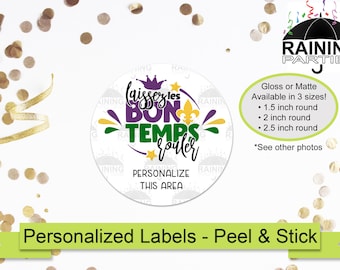 Etiquetas personalizadas "Laissez Les Bons Temps Rouler", pegatinas para fiesta de Mardi Gras, sellos para sobres, recuerdo del Martes de Carnaval, ¡Que los buenos tiempos fluyan!