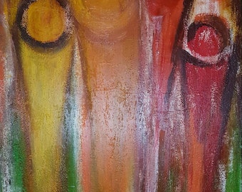 BESTE FREUNDE, 80×100 cm Öl mit Struktur