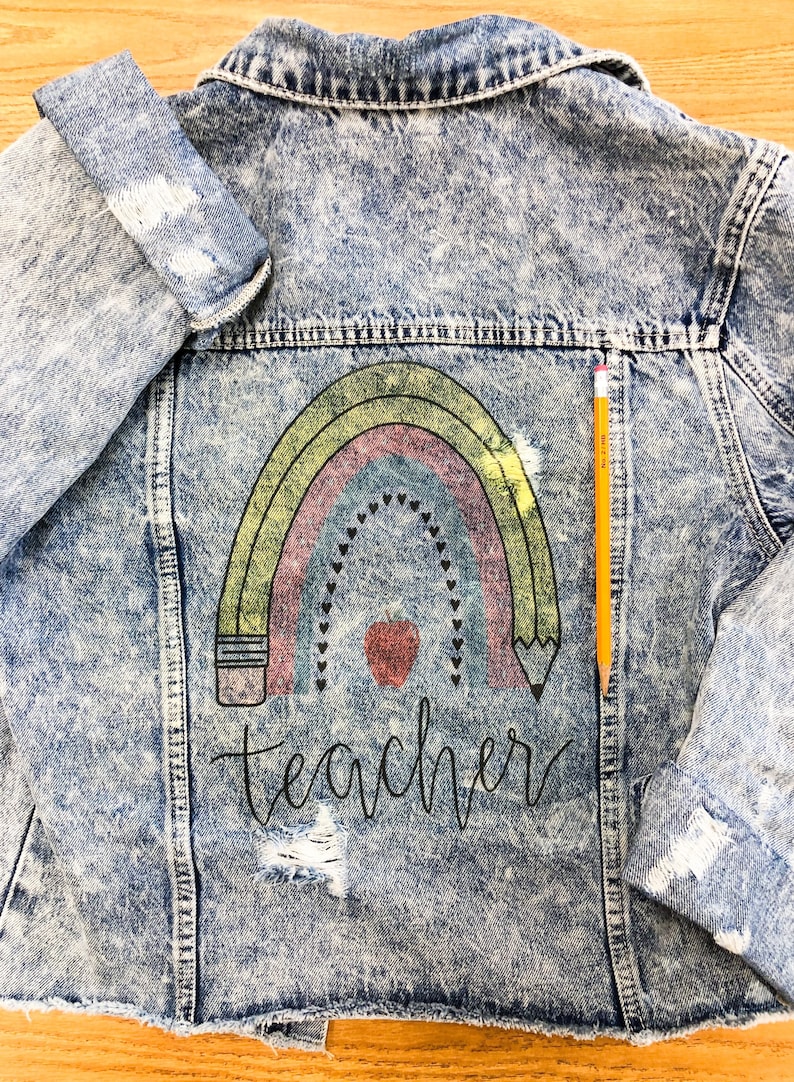 Teacher Jacket/ Elementary Education Teach Jean Jacket/ Denim Etsy